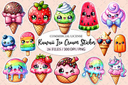 Kawaii Ice Cream Clipart Bundle, an Illustration by Designworld (Thumbnail 1 of 5)