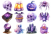 Lavender Halloween Clipart PNG, an Illustration by SinaCreation (Thumbnail 2 of 10)