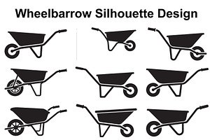 Utility Wheelbarrow Silhouette Set, an Object Graphic by Designs_River