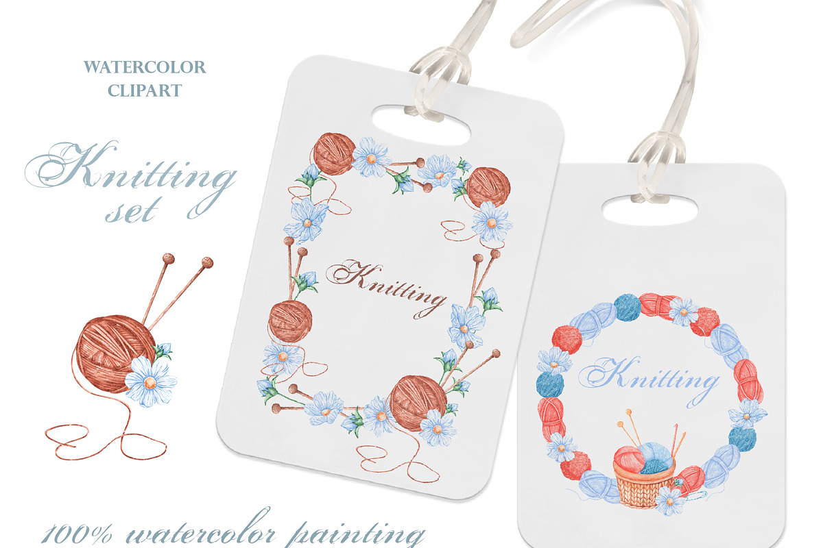 Knitting watercolor set. Crochet., an Illustration by SabinaWatercolorArt (Photo 14 of 16)