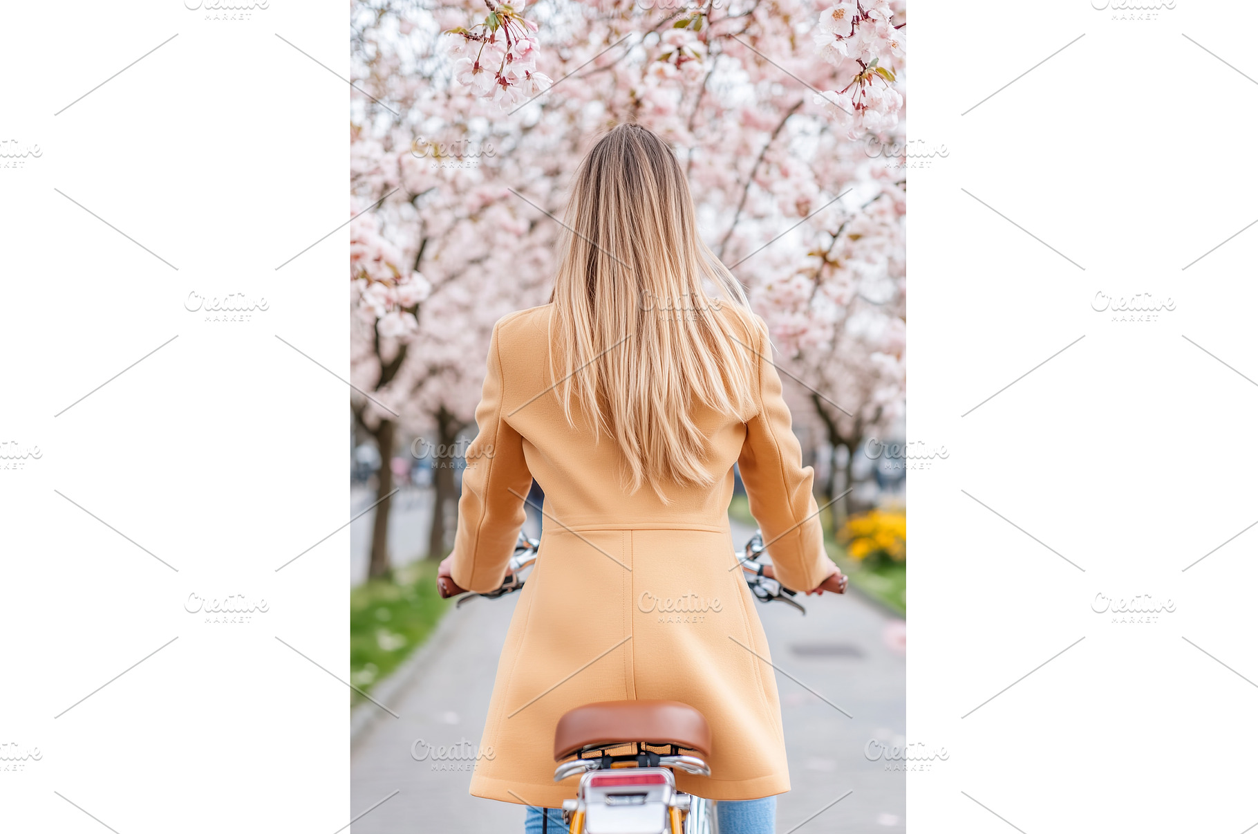 Young blonde woman cycles under, a Business Photo by Lermont51