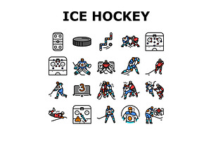 ice hockey puck stick sport icons, an Object Illustration by pikepicture