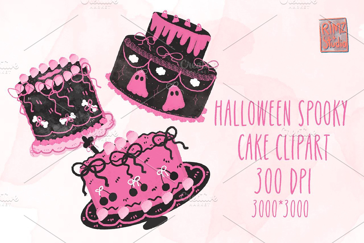 Halloween Spooky Cake Clipart, an Illustration by RimzStudio