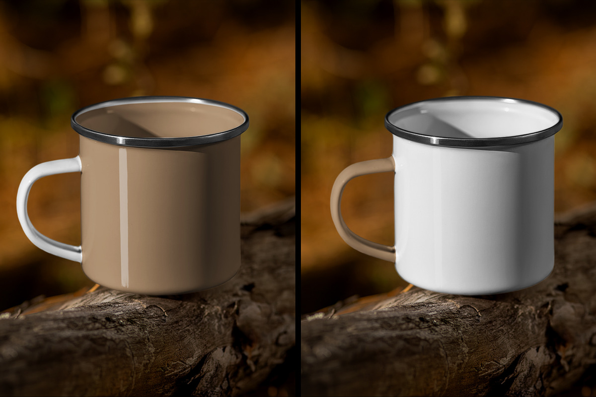8 Enamel Metal Mug Mockups,Outdoor, a Cups & Container Mockup by Grow Design Craft Studio (Photo 3 of 6)