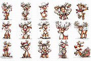 Winter Funny Reindeer Clipart, an Illustration by Libby Wishes (Thumbnail 5 of 5)