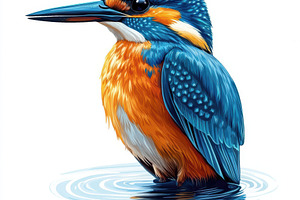 Vibrant Kingfisher Bird in Water Nat, an Animal Photo by Pixeness Studio