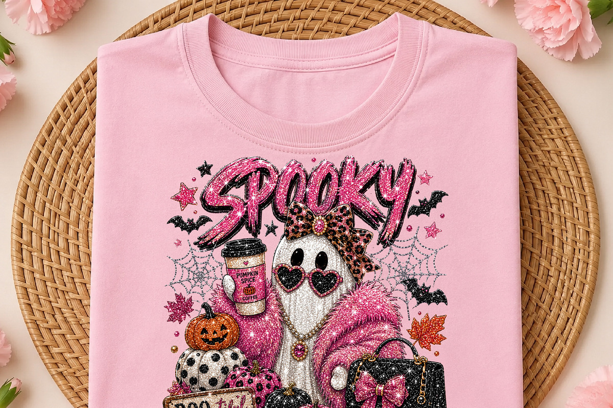 Pink Spooky Ghost Glitter Halloween, an Object Illustration by DreamCafeArt (Photo 2 of 6)