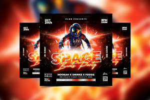 Space Beats Party Flyer, a Flyer Template by StarPixles11