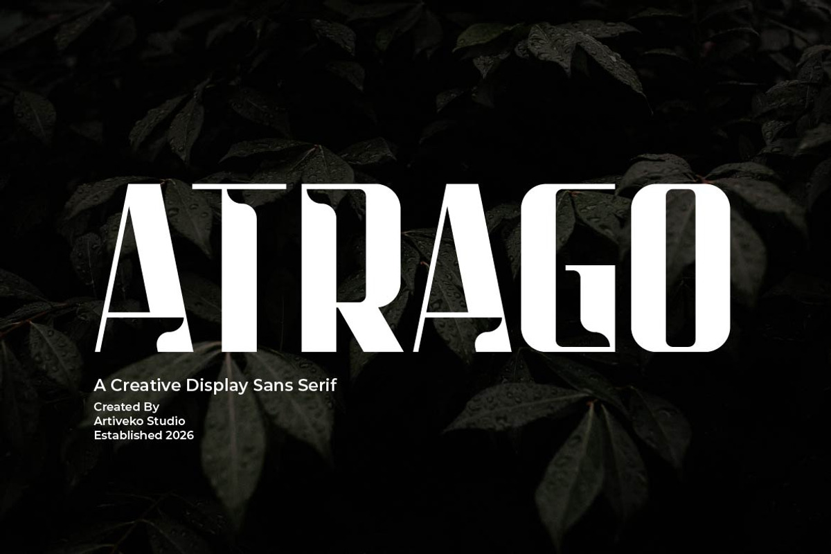 Atrago Creative Display Font, a Sans Serif Font by Artiveko (Photo 1 of 8)