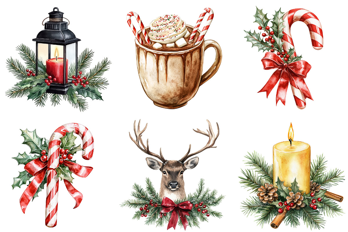 Christmas Black and White Watercolor, a Seasonal Illustration by CitraGraphics (Photo 2 of 5)
