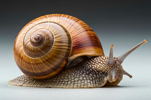 Close-up of a brown snail with detai, an Animal Photo by professorinc