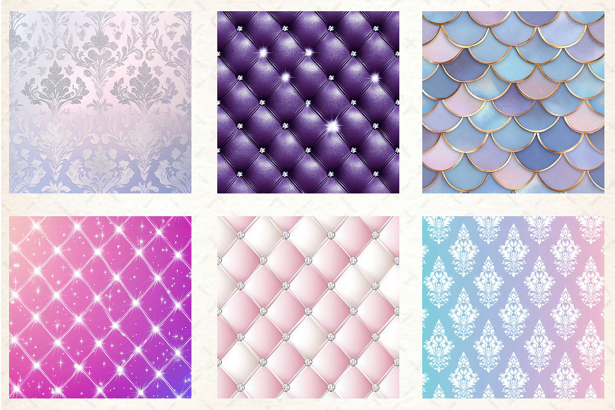 Mermaid Glam Digital Paper, an Illustration by Dream Creation (Photo 3 of 6)