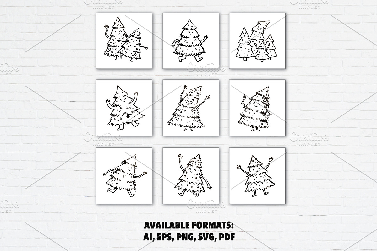 Christmas Tree Funny Doodles Bundle, a Seasonal Illustration by Guavanaboy (Photo 2 of 3)
