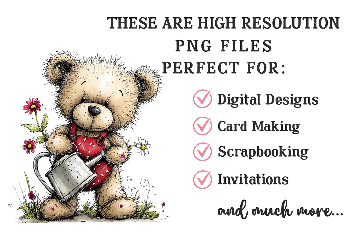 Whimsical Spring Teddy Bear Clipart, an Illustration by OK Design (Photo 4 of 6)