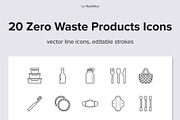 Zero Waste Products Icons, an Outline Icon by Nadiinko (Thumbnail 1 of 2)