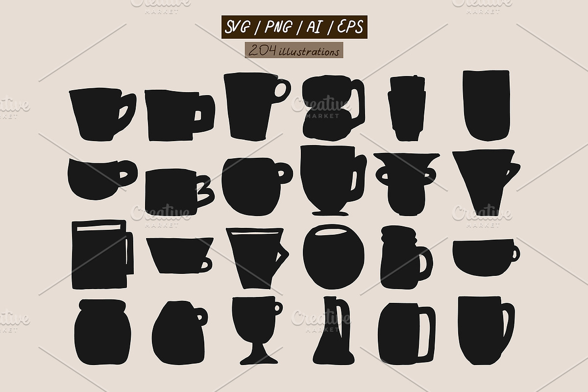 200+ COFFEE CLIPARTS, HAND DRAWN SET, a Food Illustration by JuDesign (Photo 3 of 20)