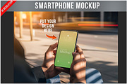 Smartphone Mockup on City Street PSD, an iPhone Mockup by Bruno's Shop (Thumbnail 1 of 4)