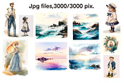 Cruise, nautical watercolor clipart, a Person Illustration by AkvarelRiver (Thumbnail 3 of 8)