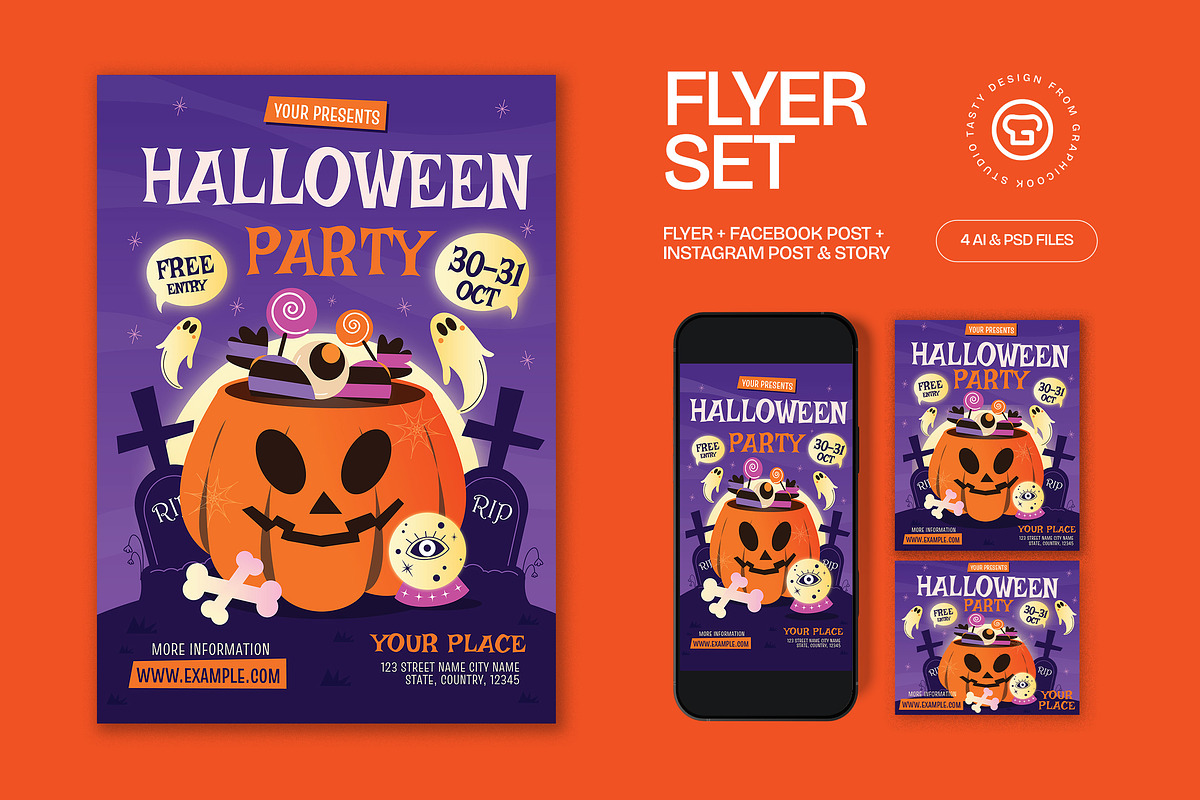 Halloween Party Flyer, a Flyer Template by graphicook (Photo 1 of 3)