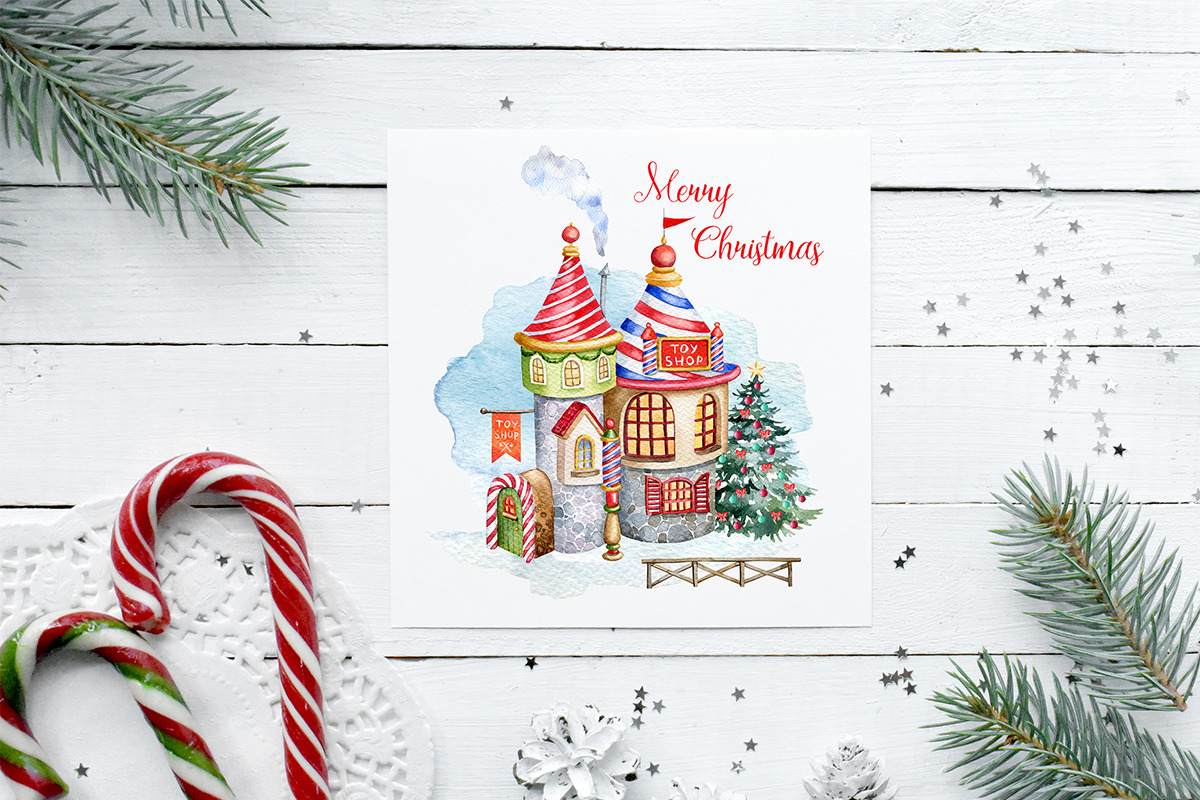 Christmas Houses Clipart, an Illustration by SimpleWishesArt (Photo 5 of 5)