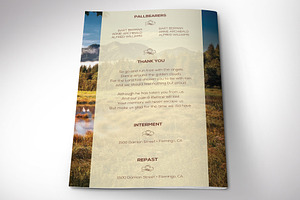 Nature Funeral Program Word 4 Pages