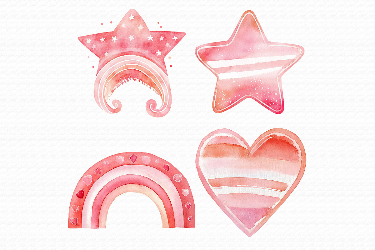 Watercolor Pink Rainbow Clipart, an Illustration by Libby Wishes (Photo 5 of 5)