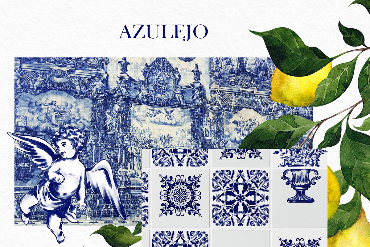 Azulejo. Watercolor Graphic, an Object Illustration by ma_i_vi (Photo 9 of 9)