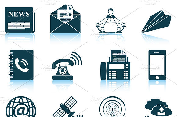 Set Of 12 Communication Icons