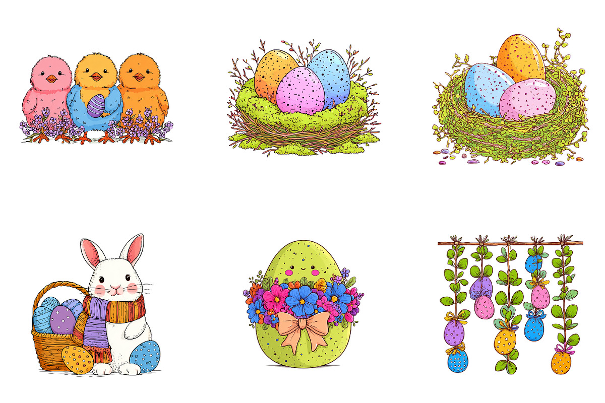Green Cute Easter Clipart, an Illustration by CreationArt (Photo 3 of 5)