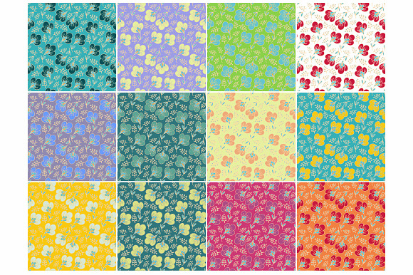 Set of seamless floral patterns preview 6