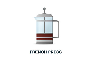 French Press Icon. 3d Illustration