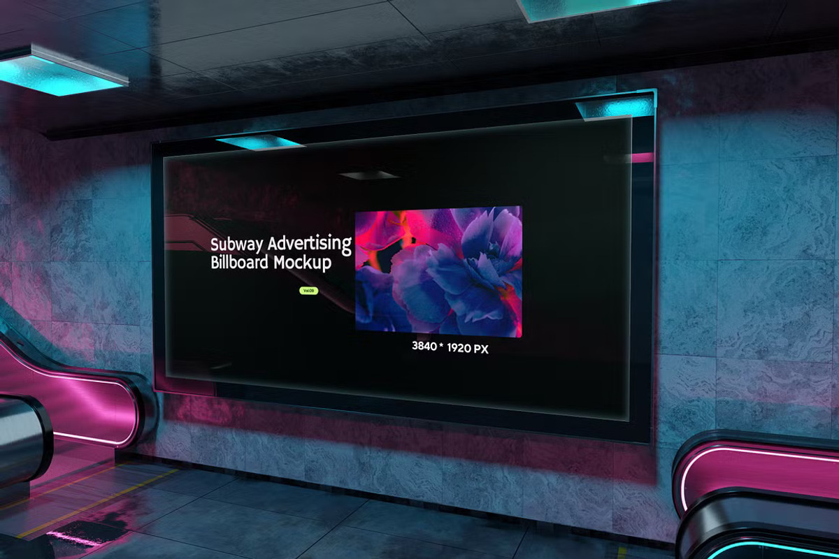 Subway Billboard Mockup Template, an Advertising Mockup by GearShift (Photo 2 of 4)