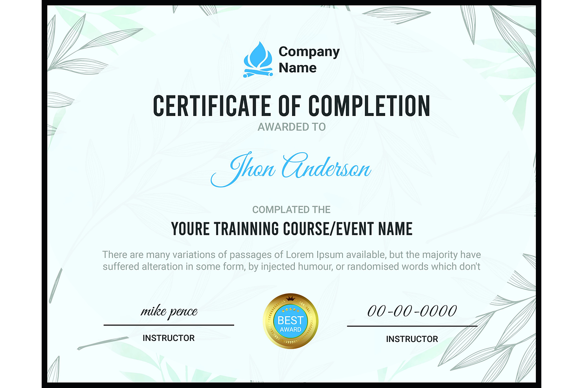 Professional Certificate Design PSD, a Print Template by DigitAuras (Photo 2 of 3)