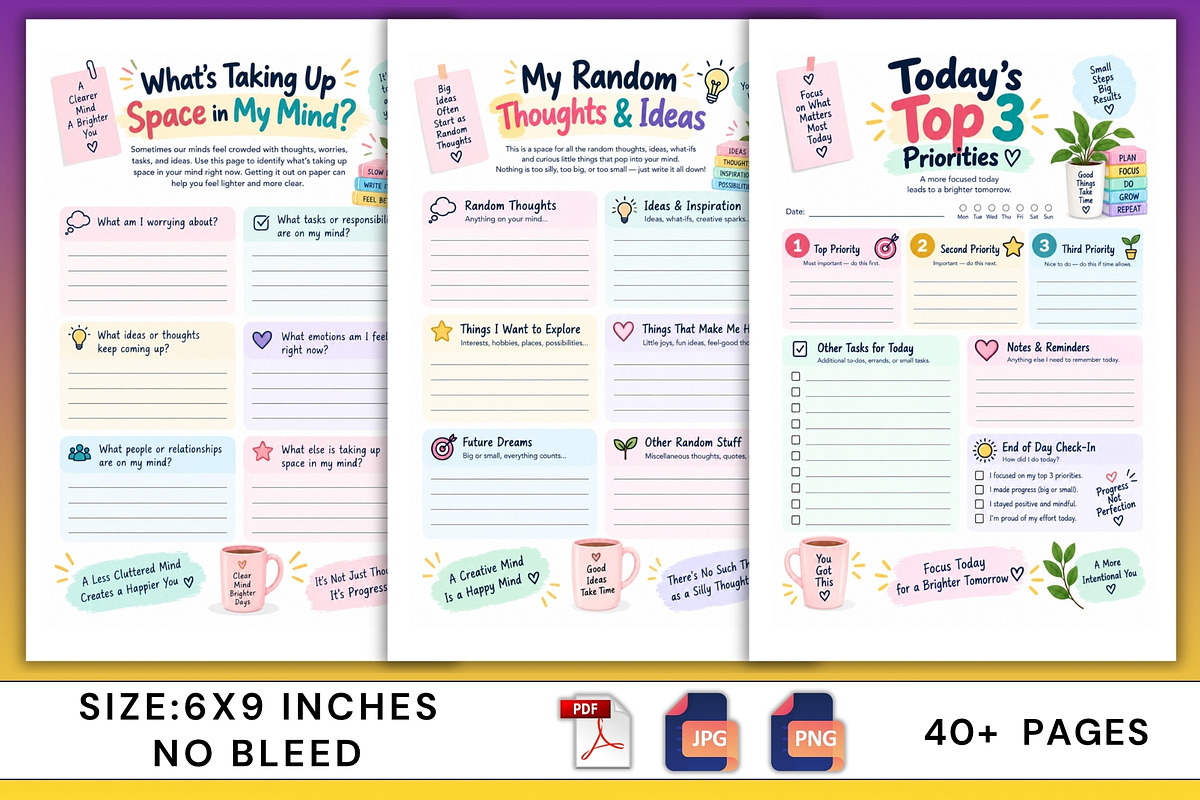 ADHD Mind Dump Workbook, a Stationery Template by Designmela01 (Photo 4 of 6)