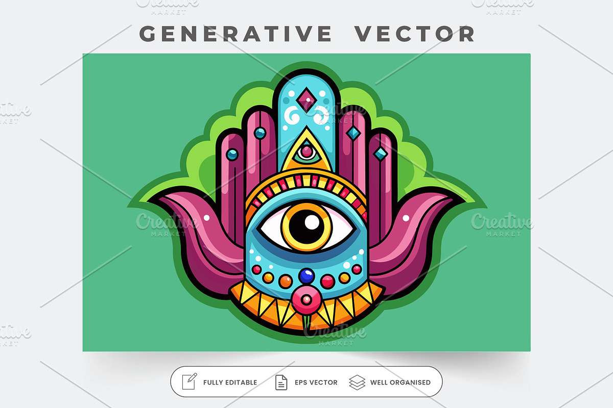 Colorful hamsa design showcasing an, a Graphic by Iftikhar Alam
