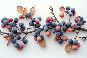 Colorful berries on a branch with au, a Photo by Tanuart