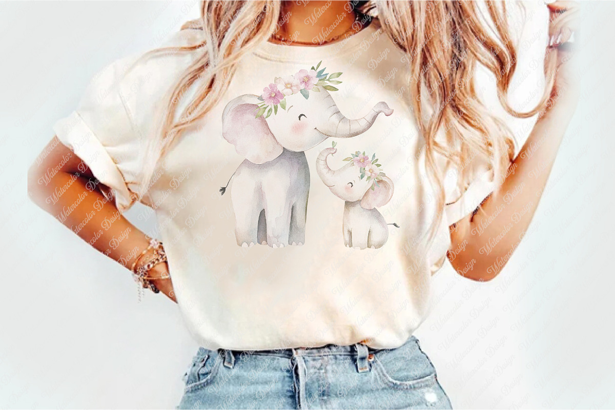 Mother's Day Elephant Clipart, an Illustration by Watercolor design (Photo 5 of 12)