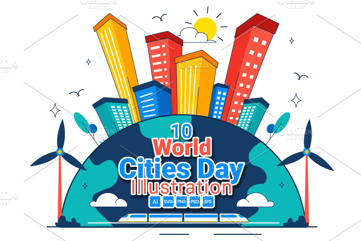 10 World Cities Day Illustration, an Object Illustration by denayunebgt (Photo 1 of 4)