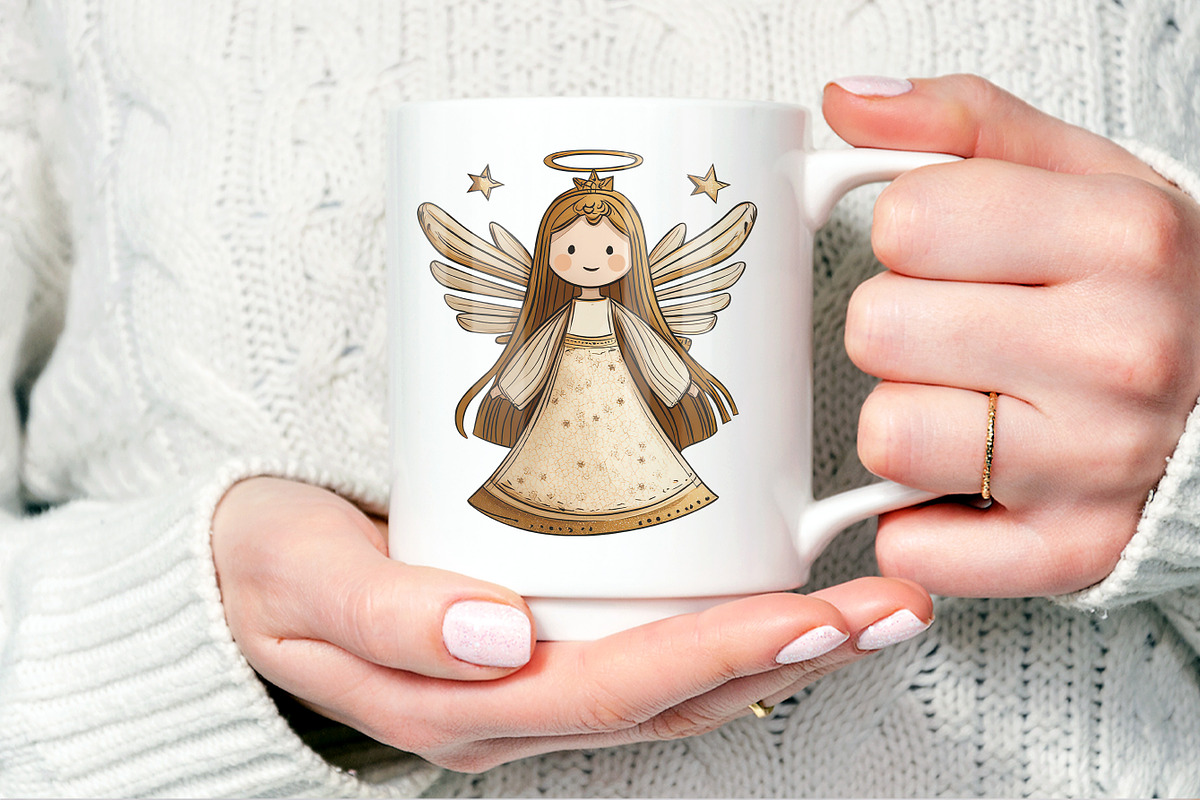 30 Whimsical Christmas Angel Clipart, a Seasonal Illustration by V Design Creator (Photo 8 of 10)