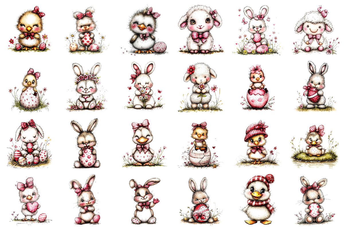 Watercolor Easter Animals Clipart, an Illustration by designcity5 (Photo 2 of 5)