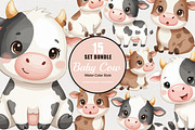 15 Bundle Watercolor Baby Cow Milk, an Animal Illustration by Morspective (Thumbnail 1 of 8)