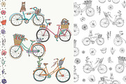 Bicycles with Flowers, a Pattern Graphic by GooseFrol (Thumbnail 1 of 6)