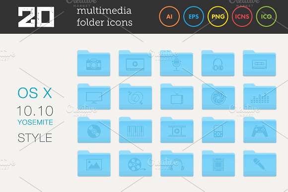 Multimedia Folder Icons Set 1