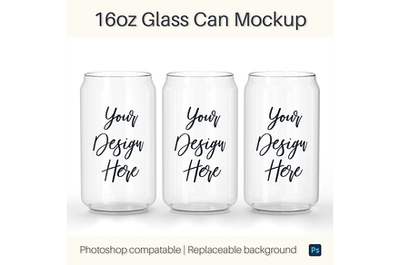 16oz Glass Can Mockup, a Cups & Container Mockup by MockupsBox