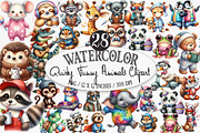 Watercolor Quirky Funny Animals PNG, an Illustration by Designking (Thumbnail 1 of 4)