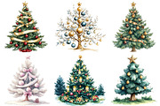 Christmas Trees & Decoration Clipart, an Illustration by Watercolor design (Thumbnail 4 of 4)