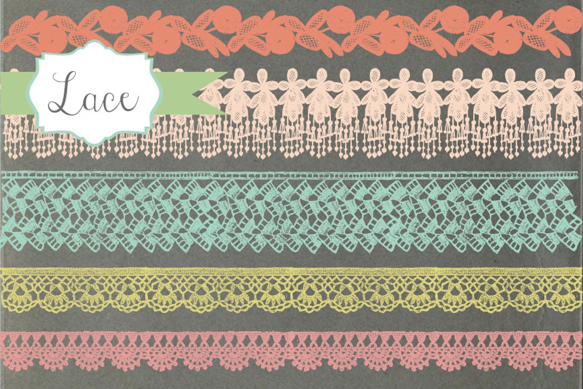 Vintage Lace Borders Clipart preview 2