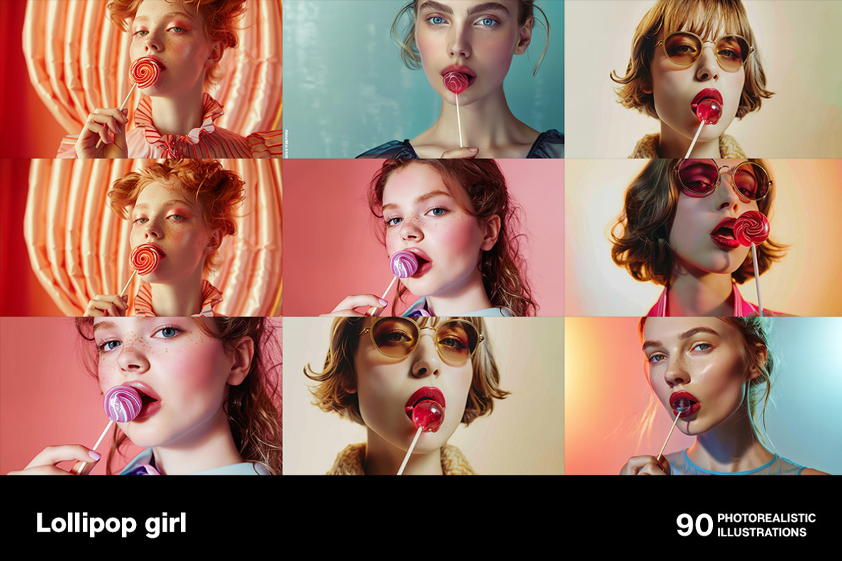 Lollipop girls. 90 images, a Person Illustration by Handmadefont (Photo 3 of 16)