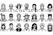 Diverse Character Line Art Set, an Illustration by designvectx (Thumbnail 2 of 3)