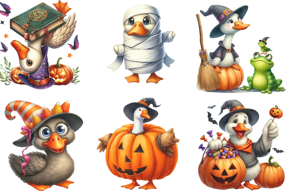 Funny Halloween Silly Goose Clipart, an Illustration by CraftArtStudio (Photo 3 of 6)